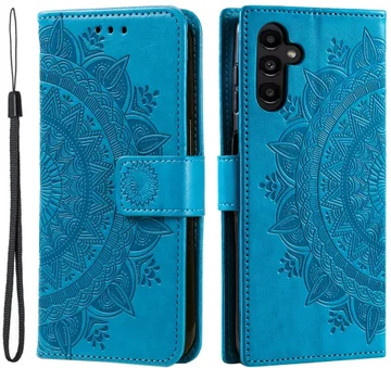 Samsung Galaxy A57 Hoesje Mandala Book Case met Pasjeshouder Blauw