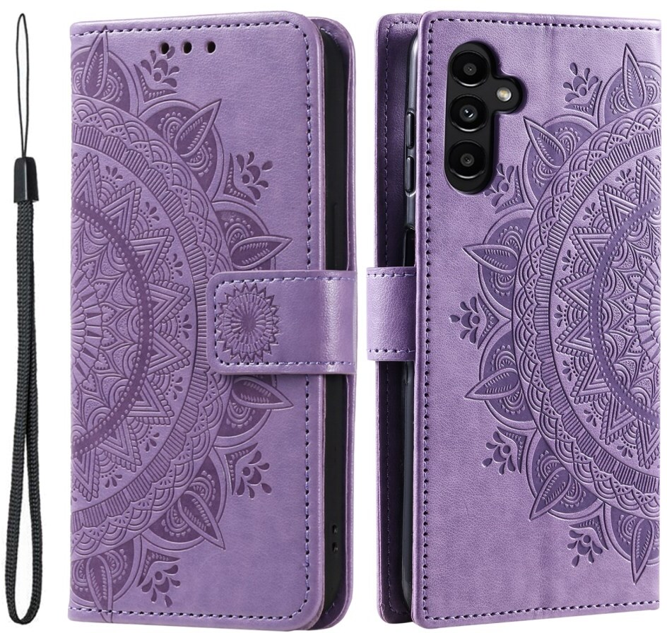 Samsung Galaxy A57 Hoesje Mandala Book Case met Pasjeshouder Paars afbeelding 1