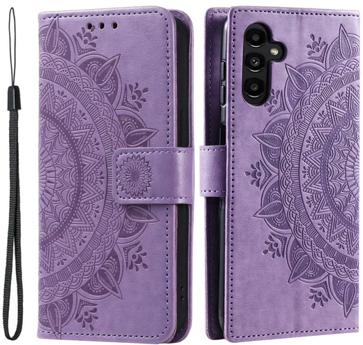 Samsung Galaxy A57 Hoesje Mandala Book Case met Pasjeshouder Paars afbeelding 1
