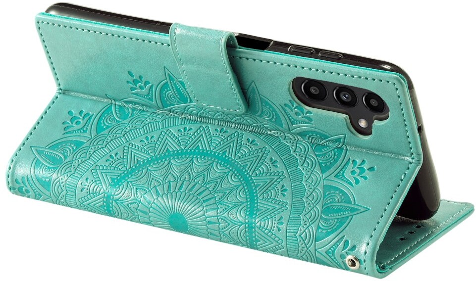 Samsung Galaxy A57 Hoesje Mandala Book Case met Pasjeshouder Groen afbeelding 4