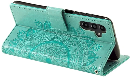 Samsung Galaxy A57 Hoesje Mandala Book Case met Pasjeshouder Groen afbeelding 4