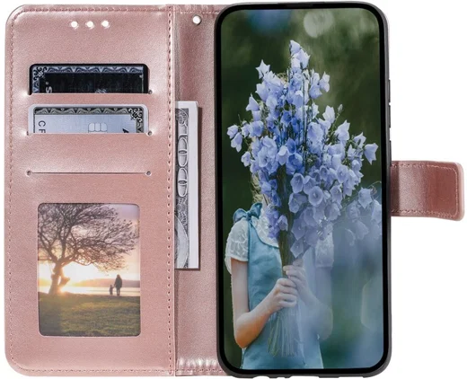 Samsung Galaxy A57 Hoesje Mandala Book Case met Pasjeshouder Roze Goud afbeelding 2