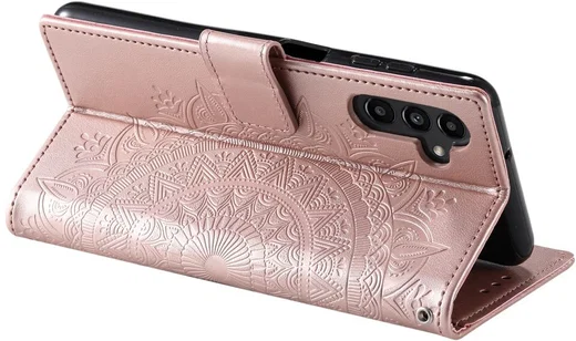 Samsung Galaxy A57 Hoesje Mandala Book Case met Pasjeshouder Roze Goud afbeelding 4