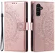 Samsung Galaxy A57 Hoesje Mandala Book Case met Pasjeshouder Roze Goud afbeelding 1