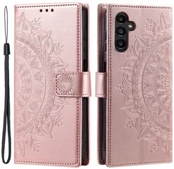 Samsung Galaxy A57 Hoesje Mandala Book Case met Pasjeshouder Roze Goud afbeelding