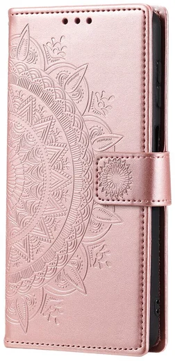Samsung Galaxy A57 Hoesje Mandala Book Case met Pasjeshouder Roze Goud afbeelding 5