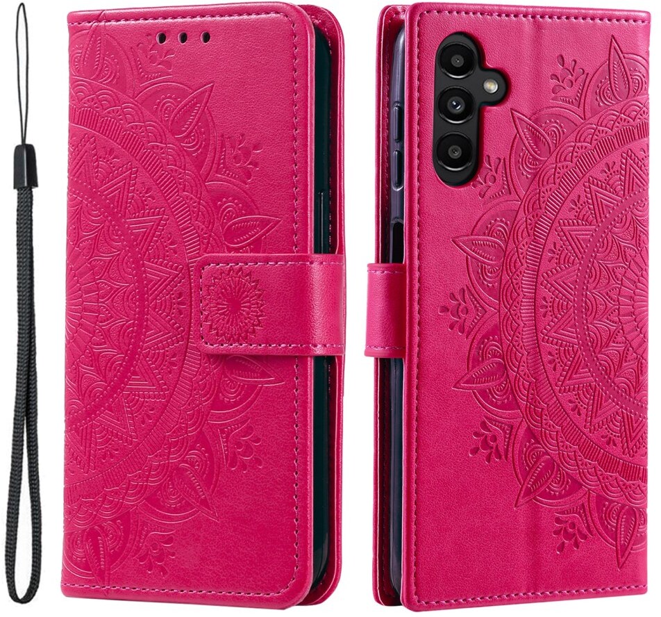 Samsung Galaxy A37 Hoesje Mandala Book Case met Pasjeshouder Roze afbeelding 1