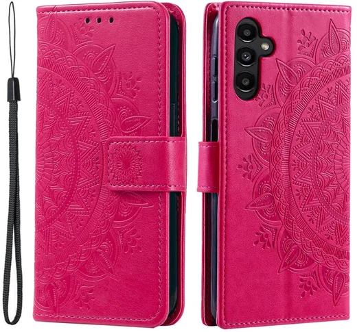 Samsung Galaxy A37 Hoesje Mandala Book Case met Pasjeshouder Roze afbeelding 1