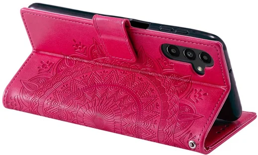 Samsung Galaxy A37 Hoesje Mandala Book Case met Pasjeshouder Roze afbeelding 3