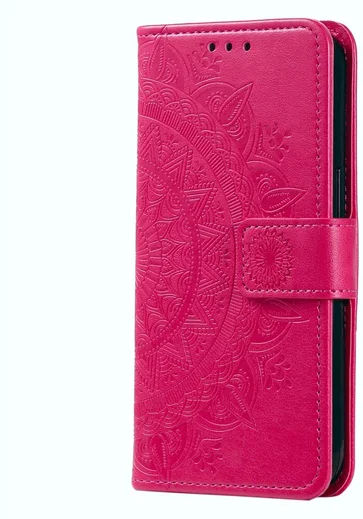Samsung Galaxy A37 Hoesje Mandala Book Case met Pasjeshouder Roze afbeelding 4