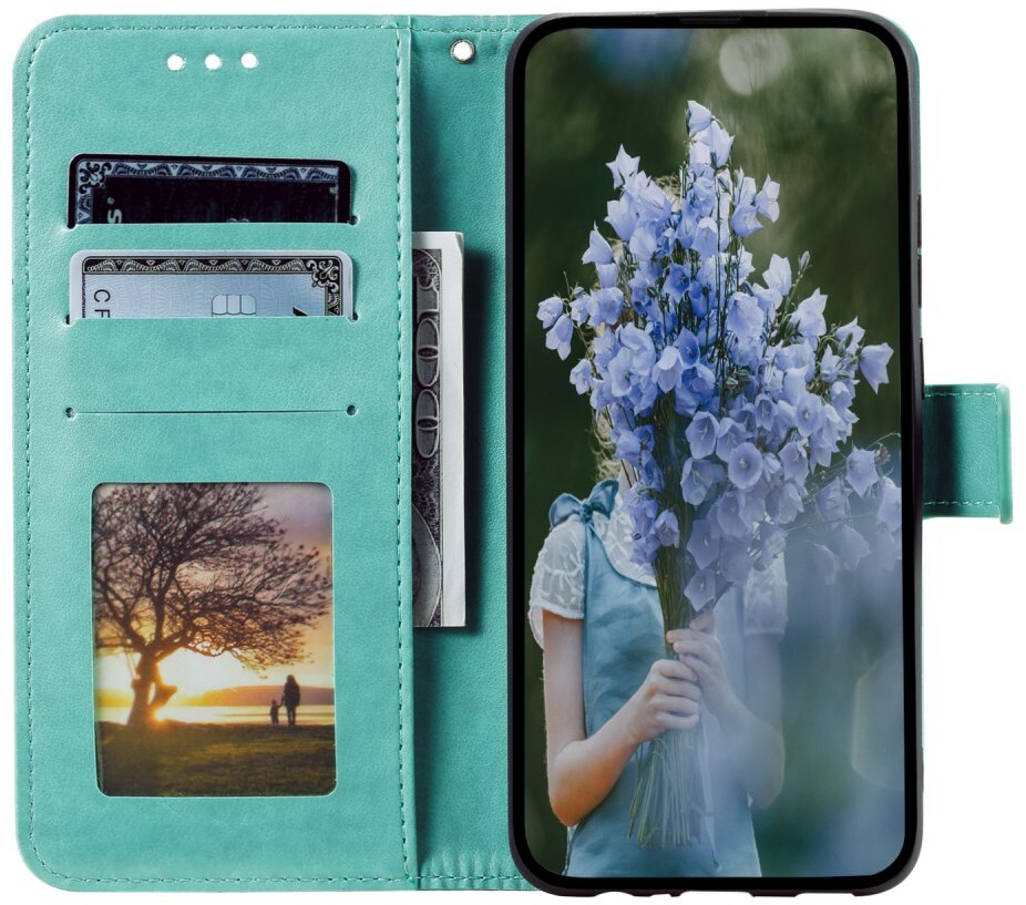 Samsung Galaxy A37 Hoesje Mandala Book Case met Pasjeshouder Groen afbeelding 2