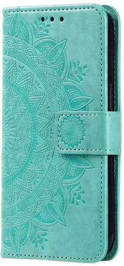Samsung Galaxy A37 Hoesje Mandala Book Case met Pasjeshouder Groen afbeelding 5
