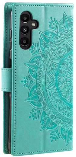 Samsung Galaxy A37 Hoesje Mandala Book Case met Pasjeshouder Groen afbeelding 6