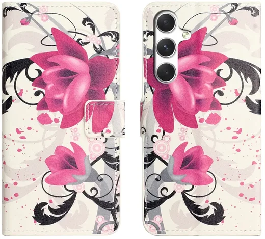 Samsung Galaxy A57 Hoesje Portemonnee Book Case Lotus Print afbeelding 1