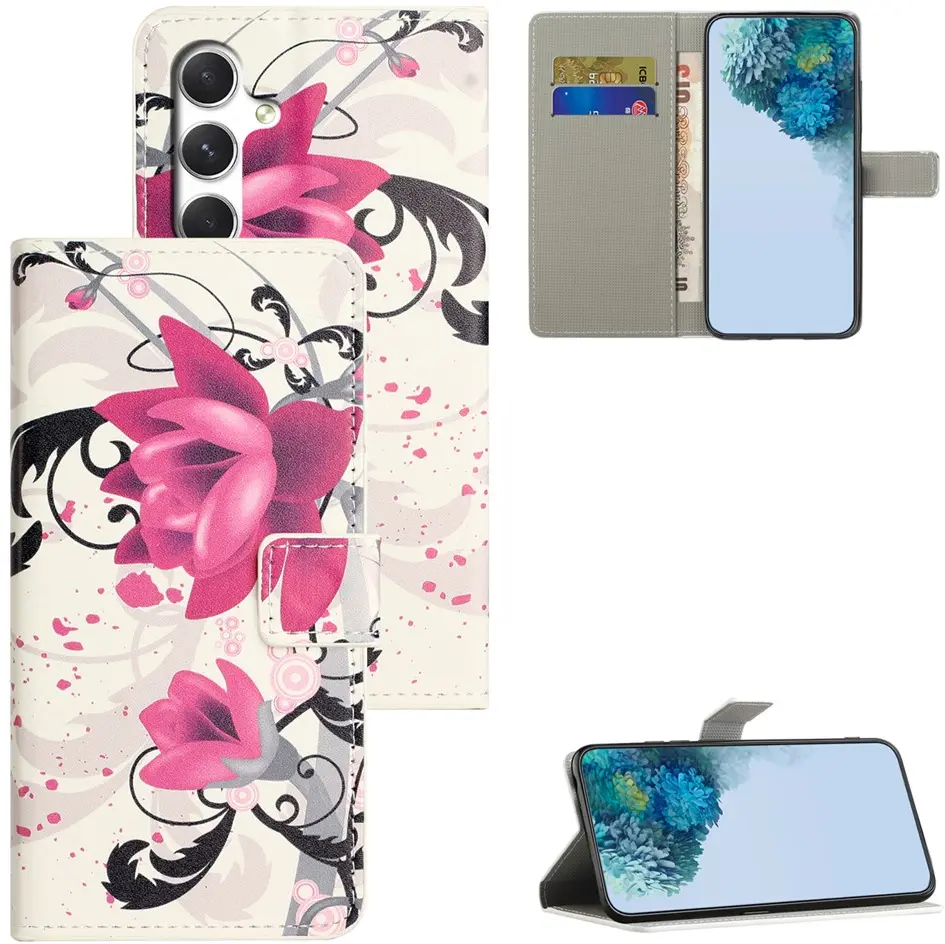 Samsung Galaxy A57 Hoesje Portemonnee Book Case Lotus Print afbeelding 4