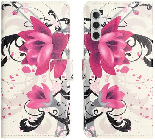 Samsung Galaxy A37 Hoesje Portemonnee Book Case Lotus Print afbeelding 1