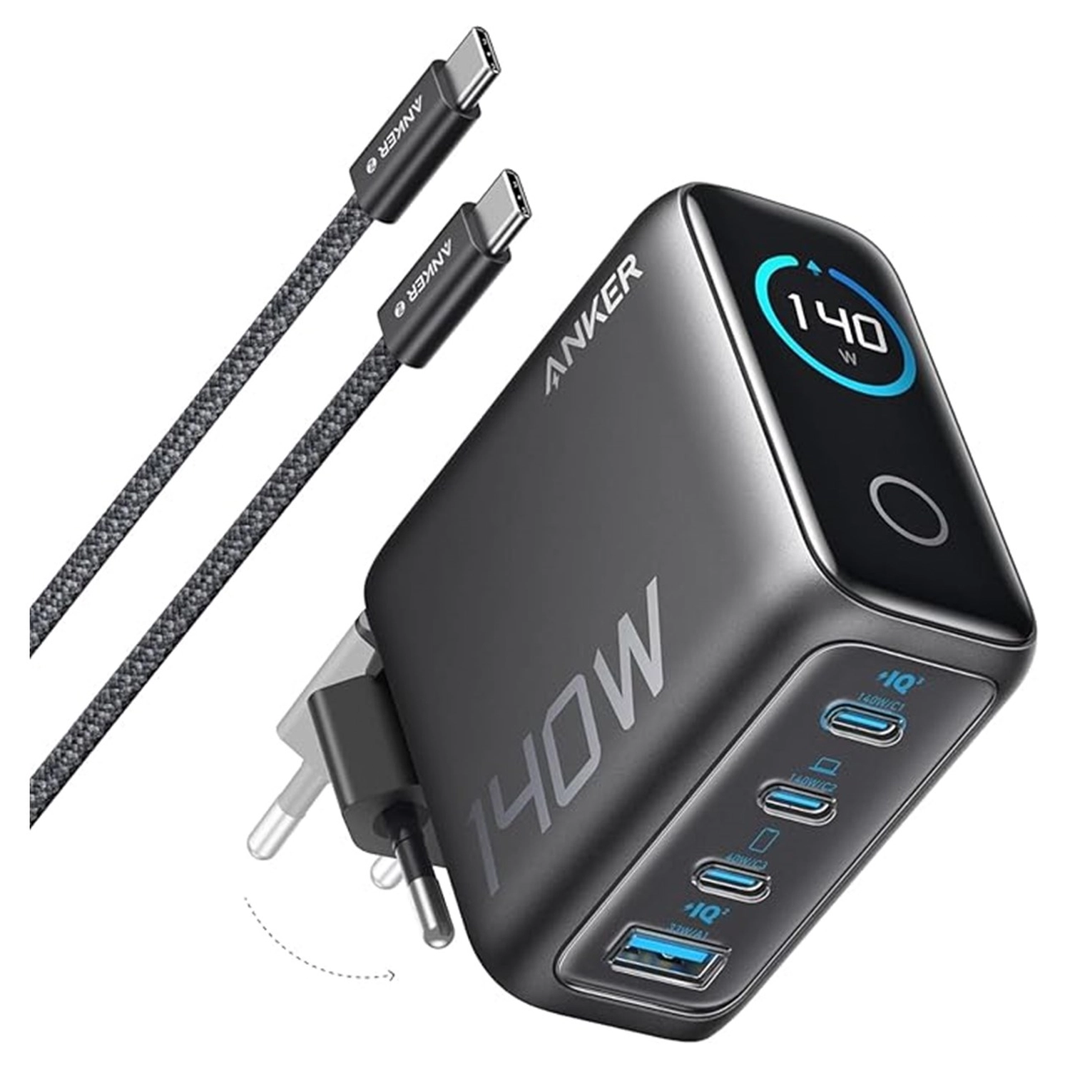 Anker Zolo (140W) USB-C Oplader GaN Snellader voor MacBook/Laptop Zwart afbeelding 1