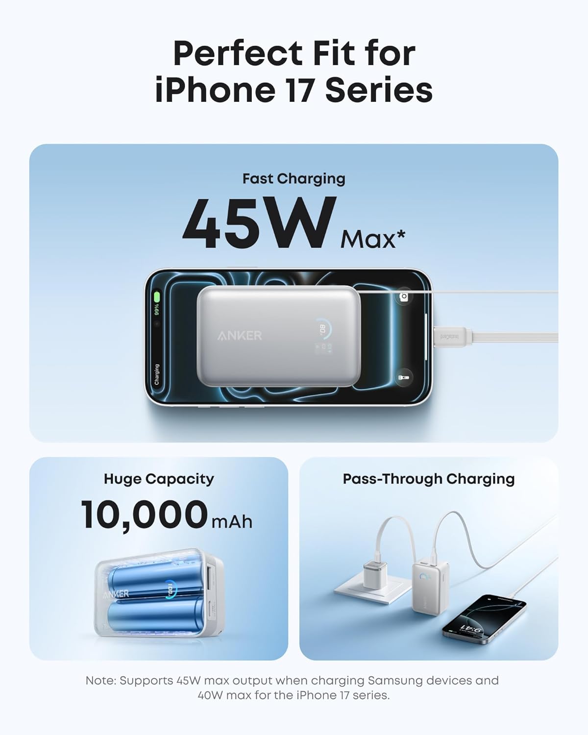 Anker Nano (45W) 10.000 mAh Powerbank Vaste USB-C Kabel Wit afbeelding 4