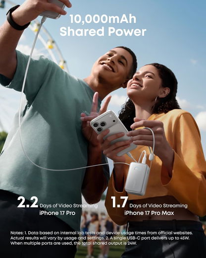 Anker Nano (45W) 10.000 mAh Powerbank Vaste USB-C Kabel Wit afbeelding 6