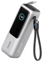 Anker (165W) Laptop/MacBook 25.000 mAh Powerbank Ingebouwde USB-C Kabels Zilver afbeelding