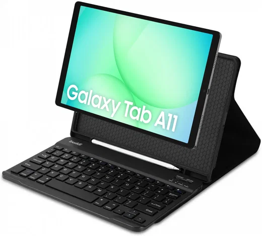 Buddi Zuna Samsung Galaxy Tab A11 Hoes met Toetsenbord Book Case Zwart afbeelding 1