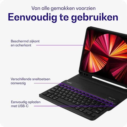 Buddi Zuna Samsung Galaxy Tab A11 Plus Hoes met Toetsenbord Book Case Zwart afbeelding 3