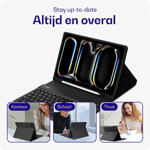 Buddi Zuna Samsung Galaxy Tab A11 Plus Hoes met Toetsenbord Book Case Zwart afbeelding 4