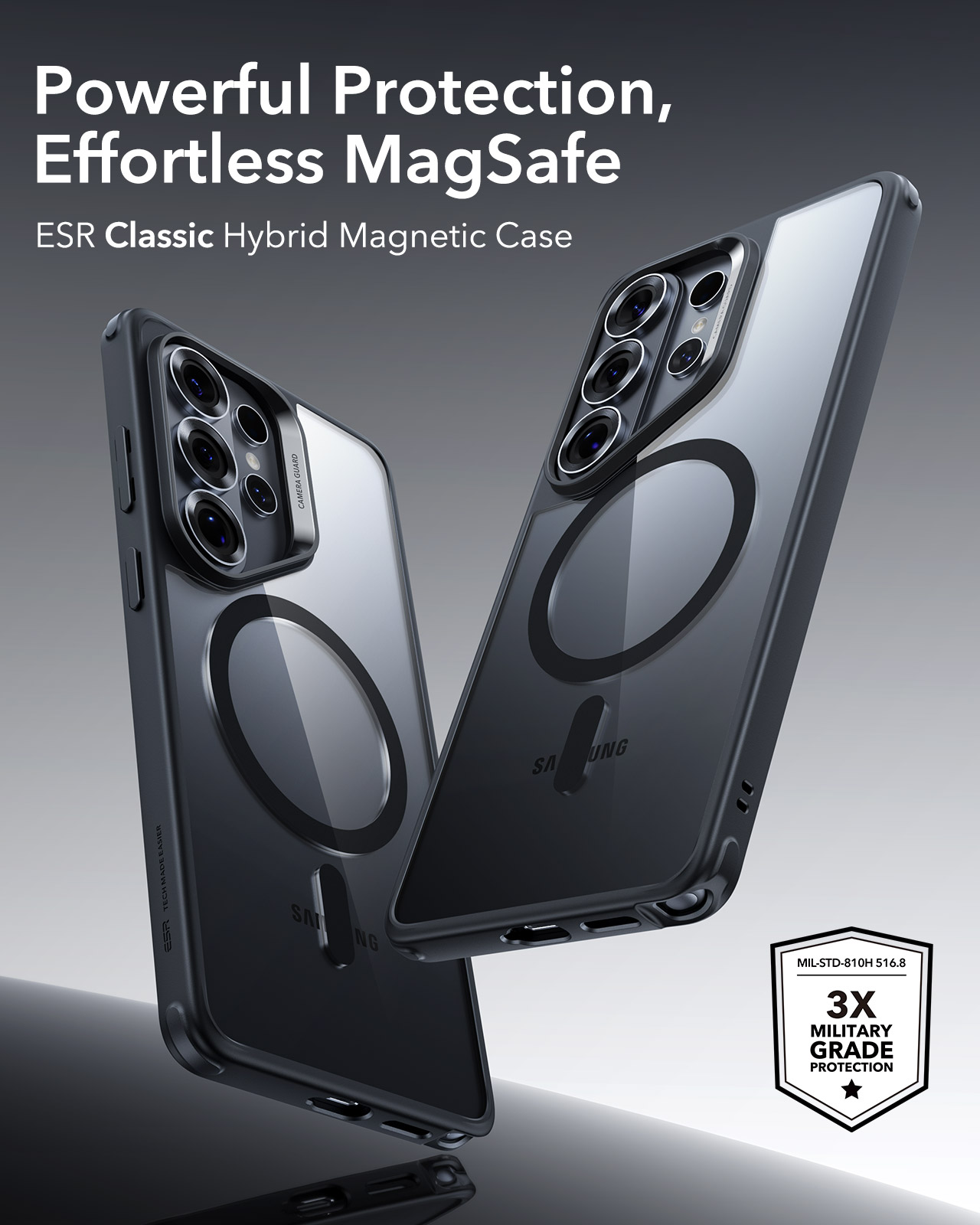 ESR Classic Hybrid Samsung Galaxy S26 Ultra Hoesje MagSafe Transparant Zwart afbeelding 2