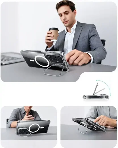 ESR Classic Hybrid MagSafe Samsung Galaxy S26 Plus Hoesje met Stand Transparant afbeelding 3