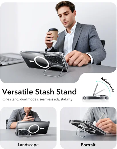 ESR Classic Hybrid MagSafe Samsung Galaxy S26 Ultra Hoesje met Stand Transparant afbeelding 3