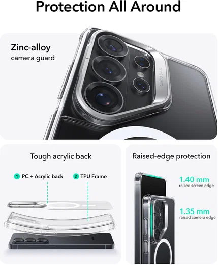 ESR Classic Hybrid MagSafe Samsung Galaxy S26 Ultra Hoesje met Stand Transparant afbeelding 2