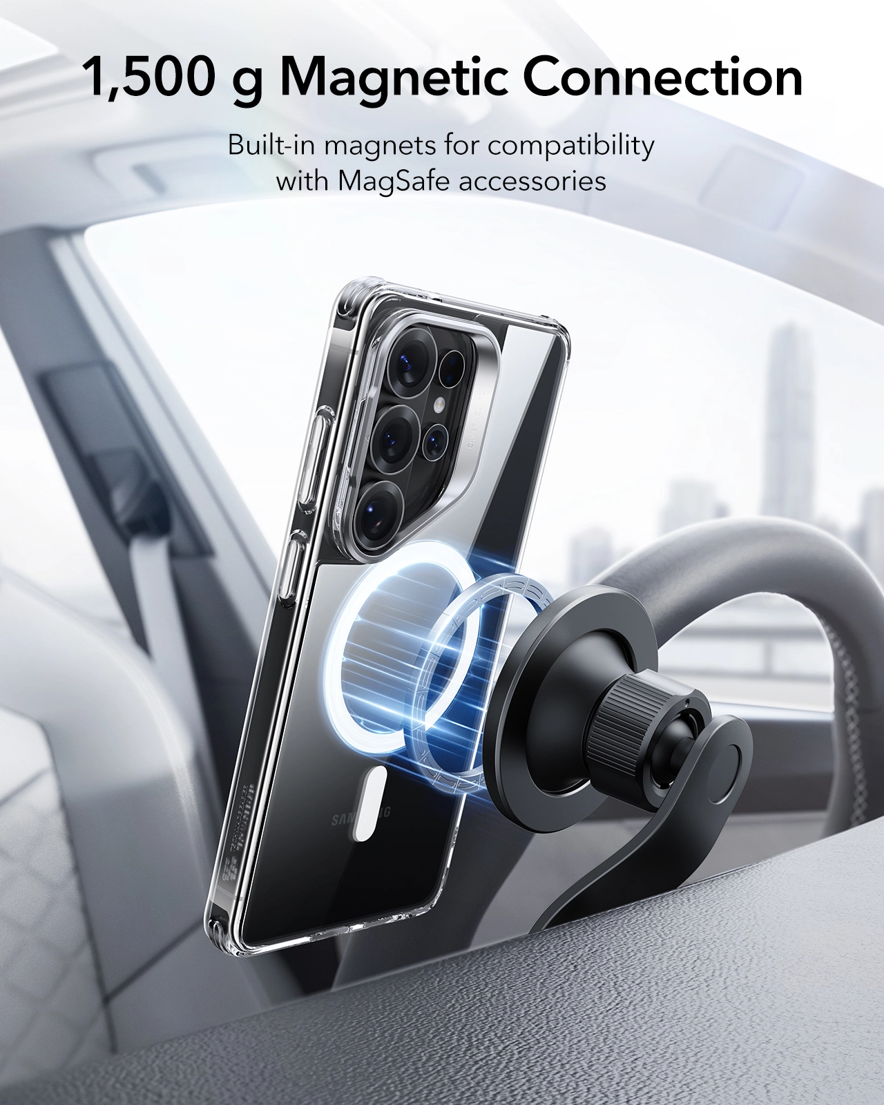 ESR Classic Hybrid MagSafe Samsung Galaxy S26 Ultra Hoesje met Stand Transparant afbeelding 4