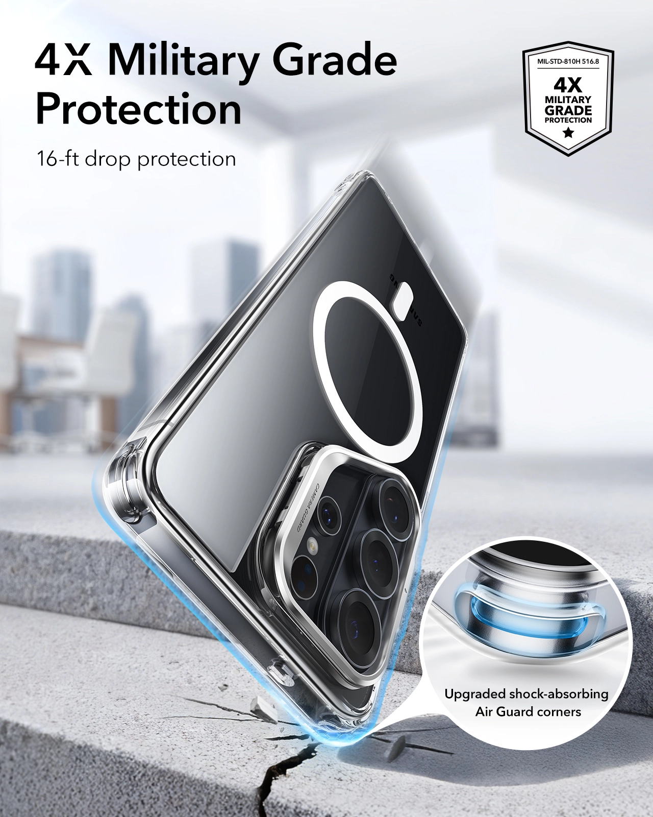 ESR Classic Hybrid MagSafe Samsung Galaxy S26 Ultra Hoesje met Stand Transparant afbeelding 8