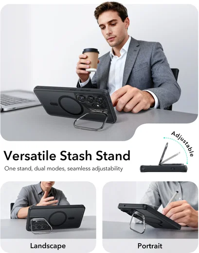 ESR Classic Hybrid MagSafe Samsung S26 Ultra Hoesje met Stand Zwart afbeelding 8