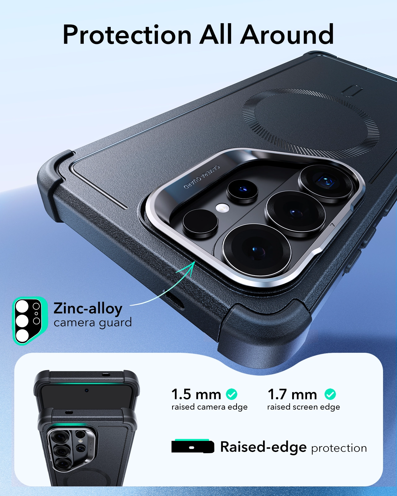 ESR Cyber Armor Samsung Galaxy S26 Ultra Hoesje MagSafe met Kickstand Zwart afbeelding 3