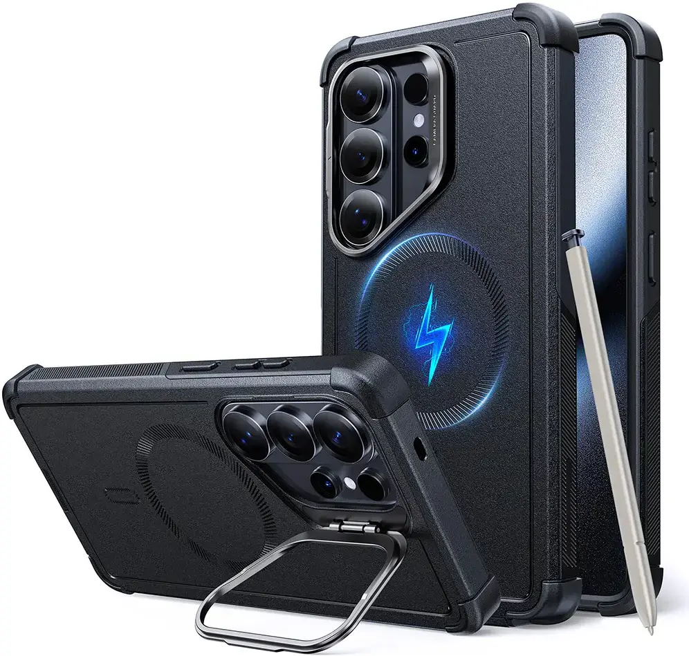 ESR Cyber Armor Samsung Galaxy S26 Ultra Hoesje MagSafe met Kickstand Zwart afbeelding 1