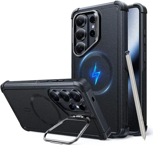ESR Cyber Armor Samsung Galaxy S26 Ultra Hoesje MagSafe met Kickstand Zwart afbeelding 1