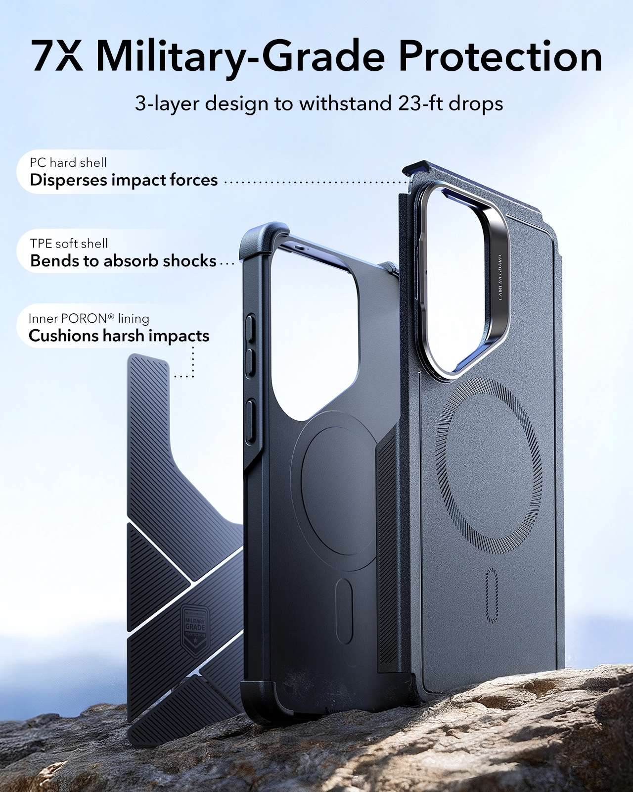 ESR Cyber Armor Samsung Galaxy S26 Ultra Hoesje MagSafe met Kickstand Zwart afbeelding 2