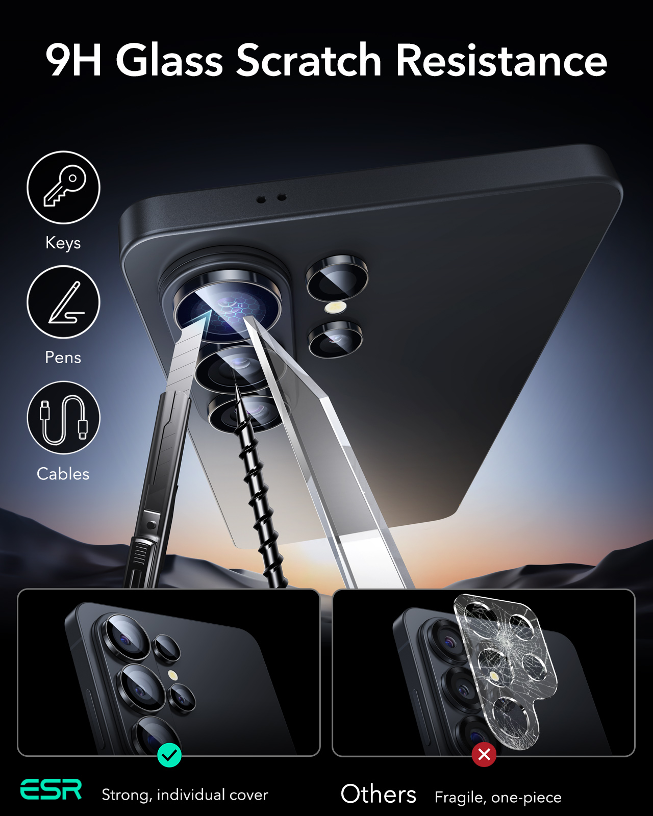 ESR Armorite Samsung Galaxy S26 Ultra Camera Lens Protector Zwart afbeelding 4