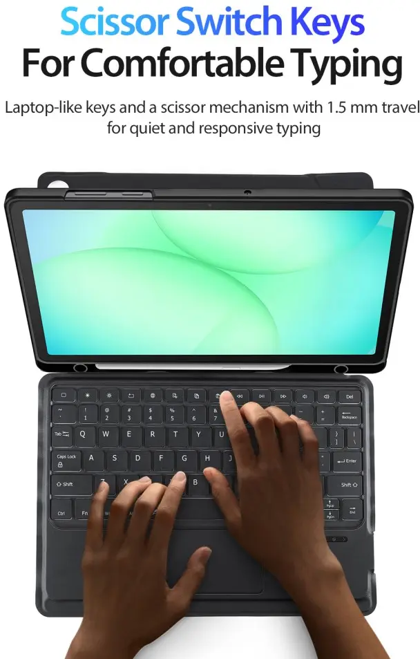 Dux Ducis Samsung Galaxy Tab A11 Plus / Tab A9 Plus Hoes Bluetooth Toetsenbord afbeelding 9