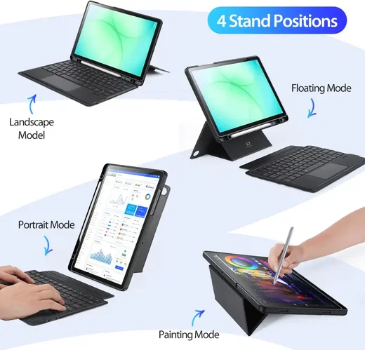 Dux Ducis Samsung Galaxy Tab A11 Plus / Tab A9 Plus Hoes Bluetooth Toetsenbord afbeelding 5