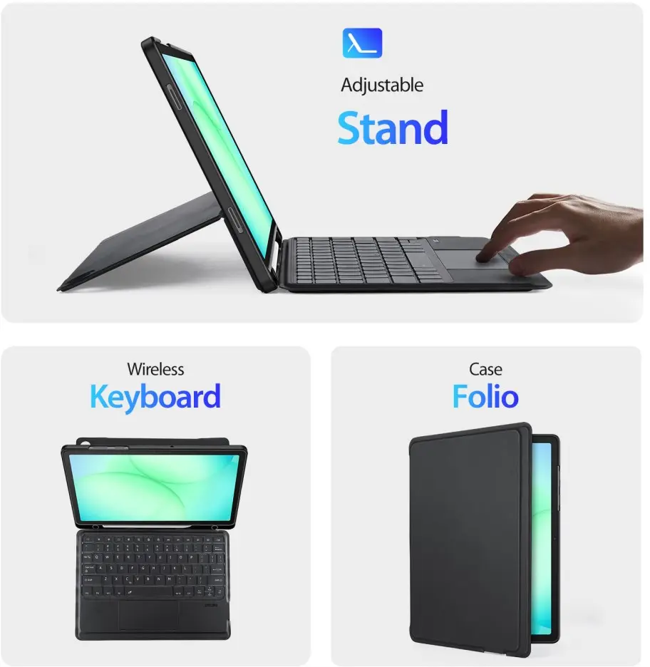 Dux Ducis Samsung Galaxy Tab A11 Plus / Tab A9 Plus Hoes Bluetooth Toetsenbord afbeelding 7
