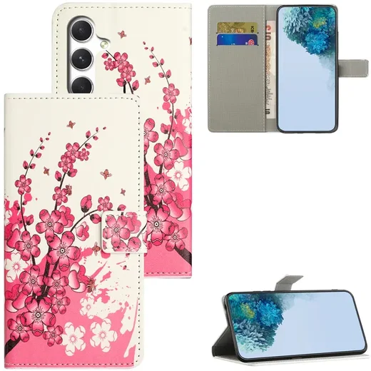 Samsung Galaxy A57 Hoesje Portemonnee Book Case Roze Bloemen Print afbeelding 4