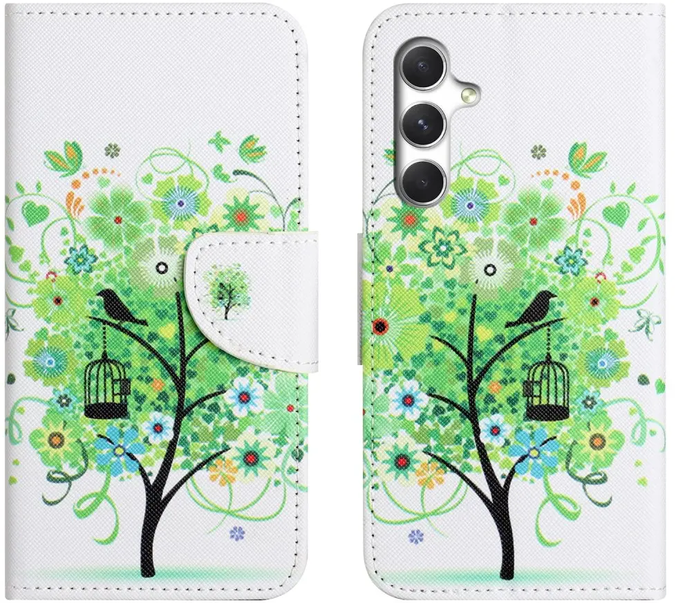 Samsung Galaxy A57 Hoesje Portemonnee Book Case Bloemen Boom Print afbeelding 1