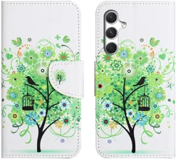 Samsung Galaxy A57 Hoesje Portemonnee Book Case Bloemen Boom Print afbeelding