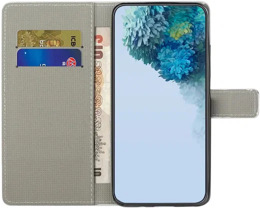 Samsung Galaxy A37 Hoesje Portemonnee Book Case Vlinder Blauw Print afbeelding 2