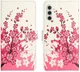 Samsung Galaxy A37 Hoesje Portemonnee Book Case Roze Bloemen Print afbeelding 1