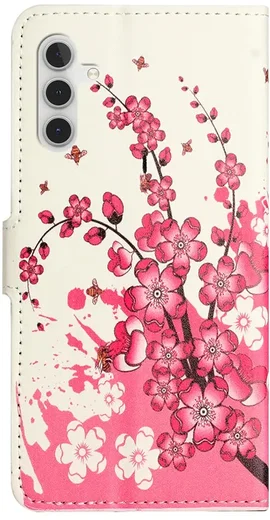Samsung Galaxy A37 Hoesje Portemonnee Book Case Roze Bloemen Print afbeelding 5