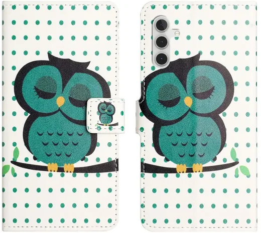Samsung Galaxy A37 Hoesje Portemonnee Book Case Uil Print afbeelding 1
