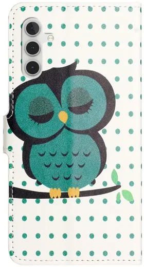 Samsung Galaxy A37 Hoesje Portemonnee Book Case Uil Print afbeelding 5